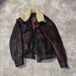 Vintage brown Leather Bomber Jacket- men’s size M